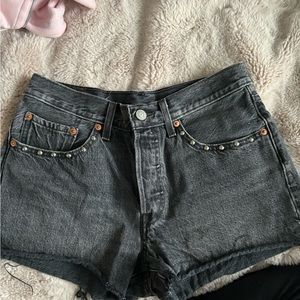 Studded black Levi’s 501 shorts